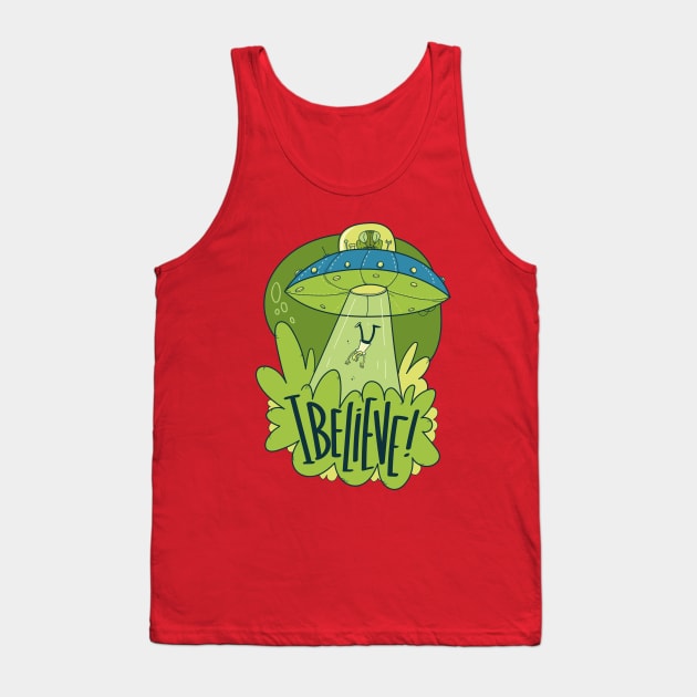 UFO Abduction I Believe Alien Tank Top by Mako Design 